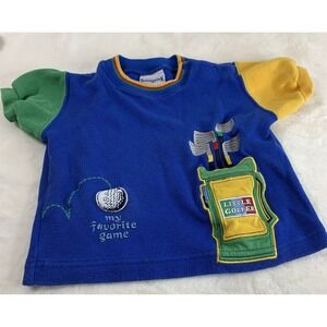 Vtg 80's BUSTER BROWN Primary Color Little Golfer Embroidered Shirt Boys 24 Mos